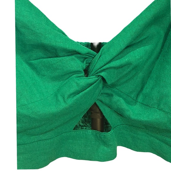 House of Harlow 1969 Emerald Green Twist-Front Crop Top Bustier - Picture 3 of 9